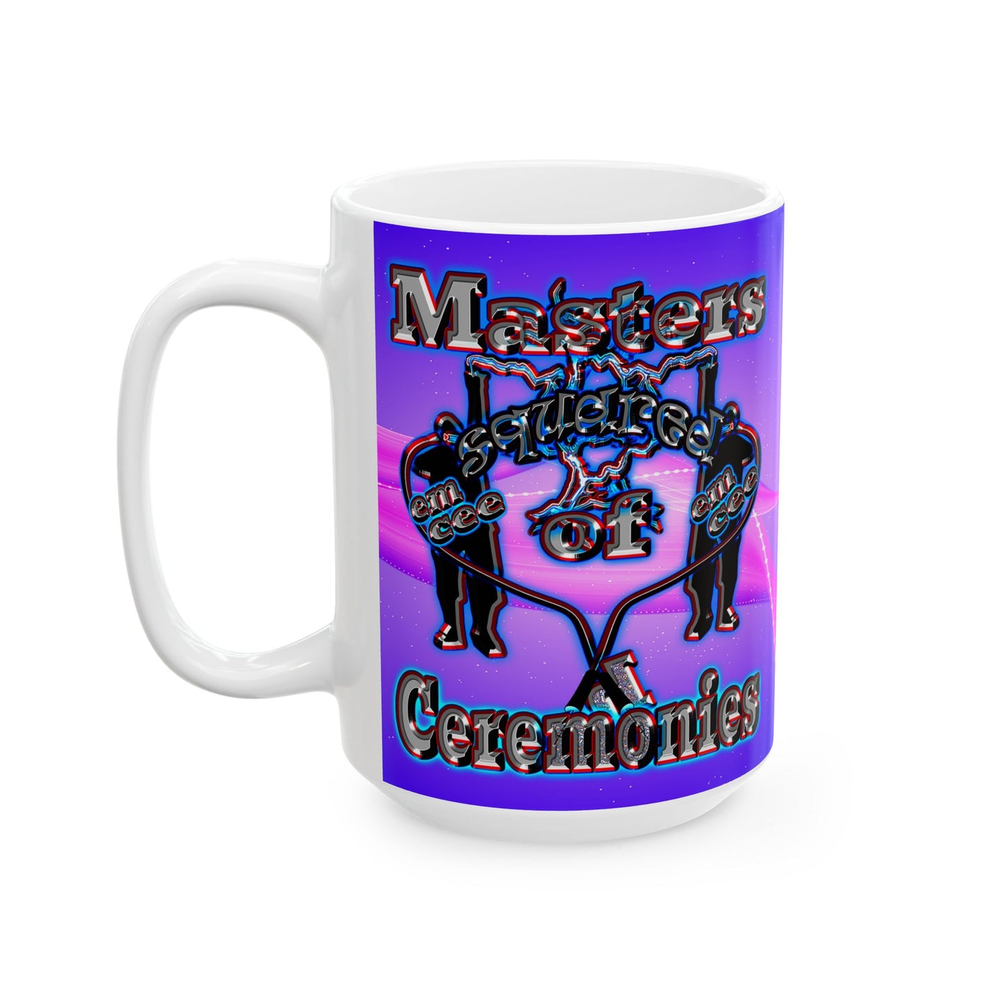 em cee squared - White Mug (purple-pink wave)