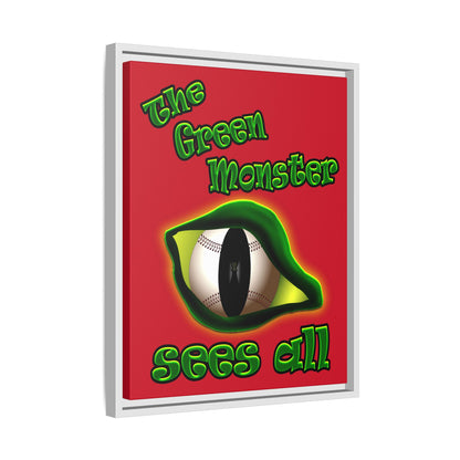 green monster - framed canvas art (dark red)