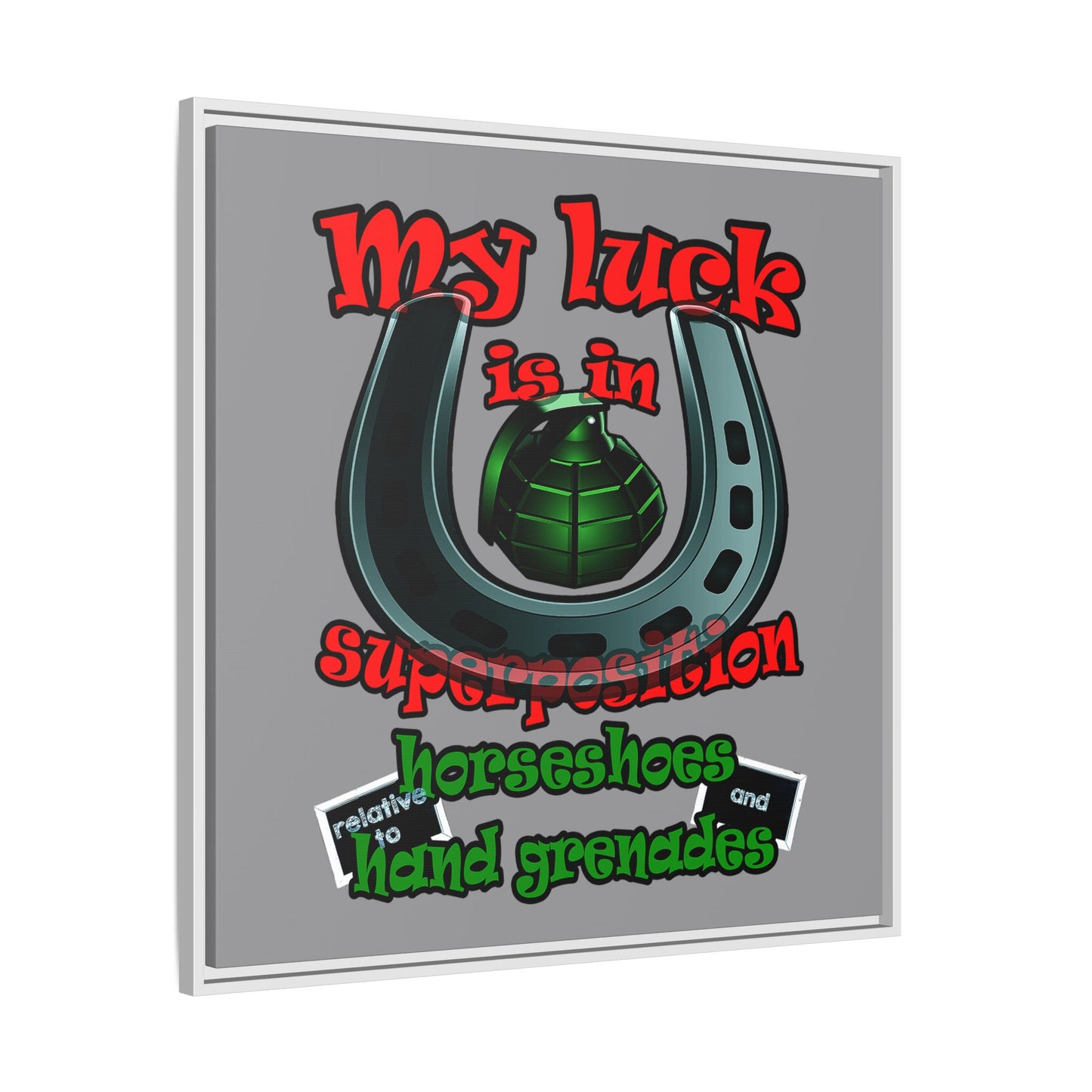 my luck - framed canvas art (grey)