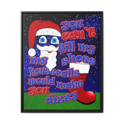santa's shoes - framed canvas art ('snoops' background)