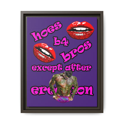 hoes b4 bros - framed canvas art (purple)