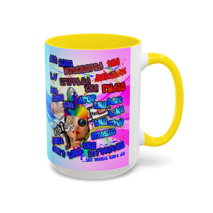 drop the beat - Accent Mug (light blue-pink wave)