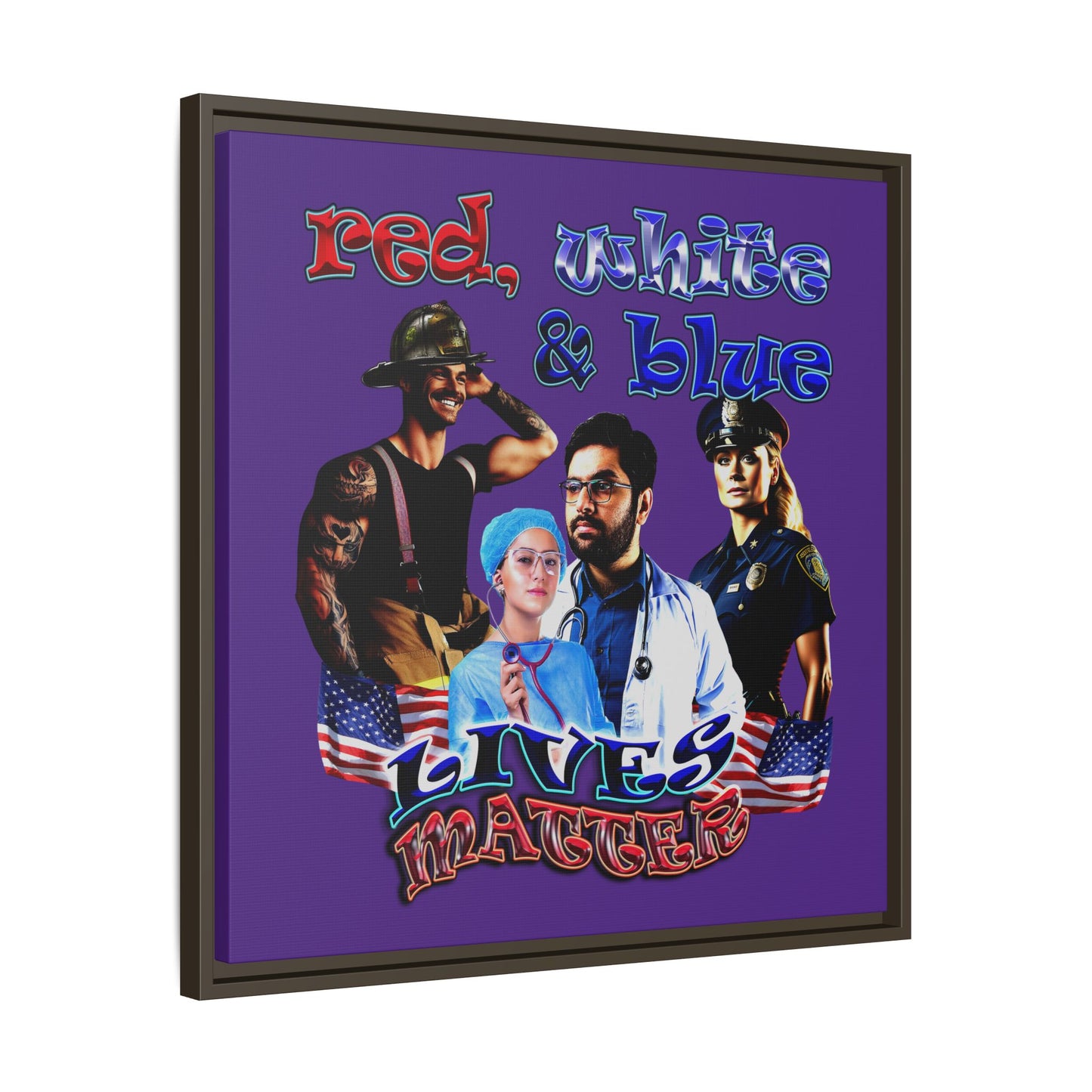 rw&b lives matter - framed canvas art (purple)