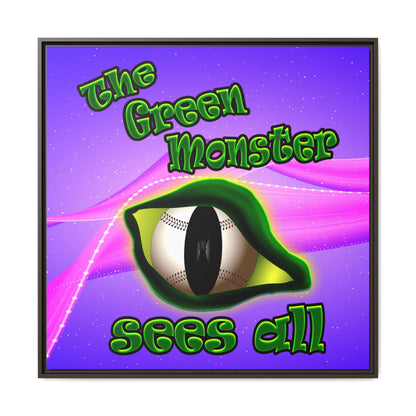 green monster - framed canvas art (purple-pink wave)