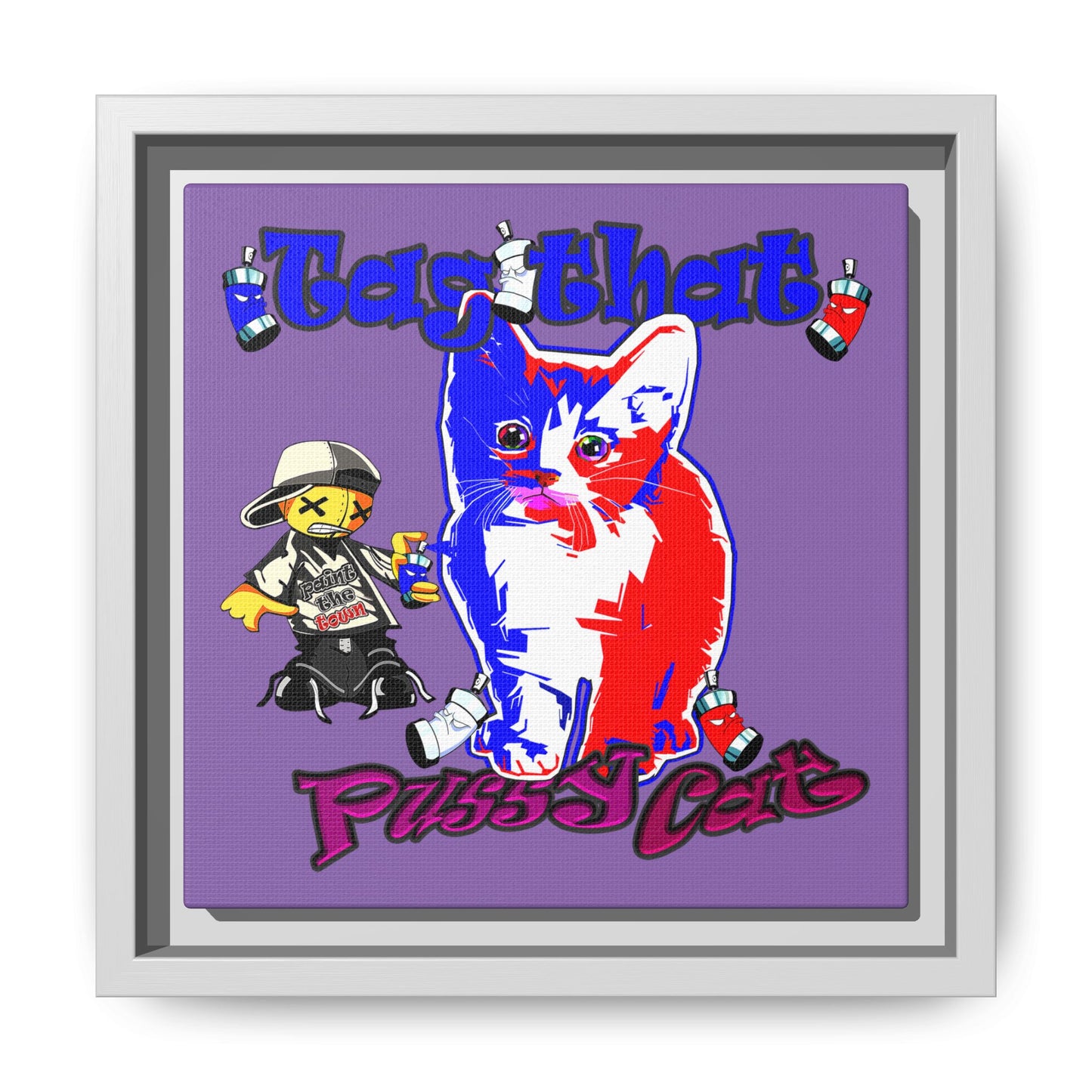 tag that - framed canvas art (light purple)