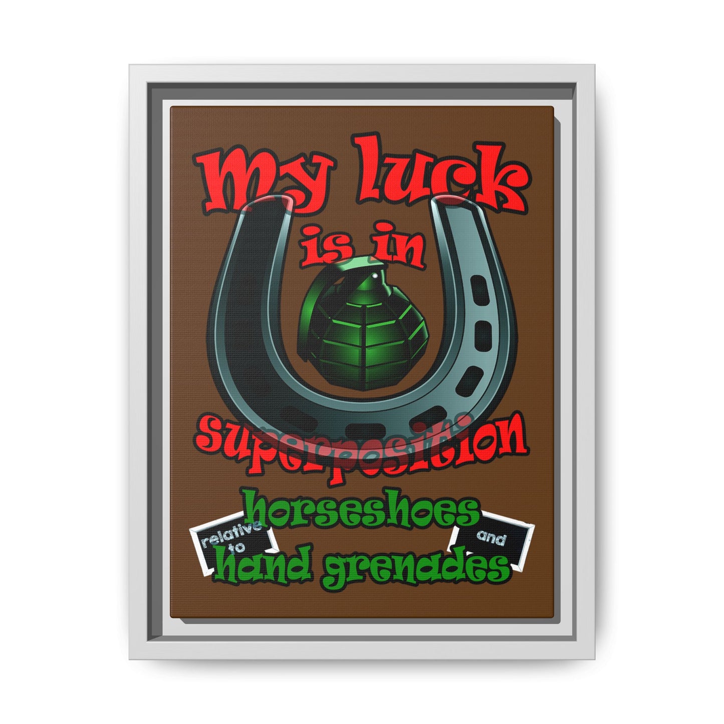 my luck - framed canvas art (brown)