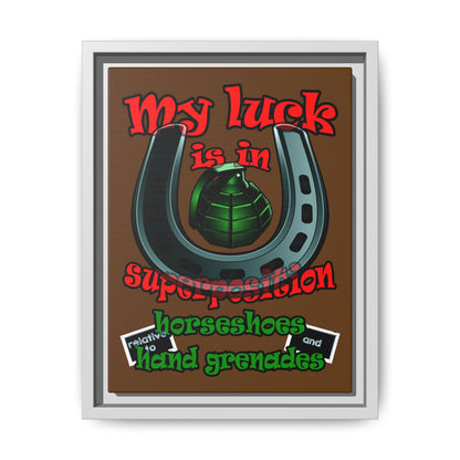 my luck - framed canvas art (brown)
