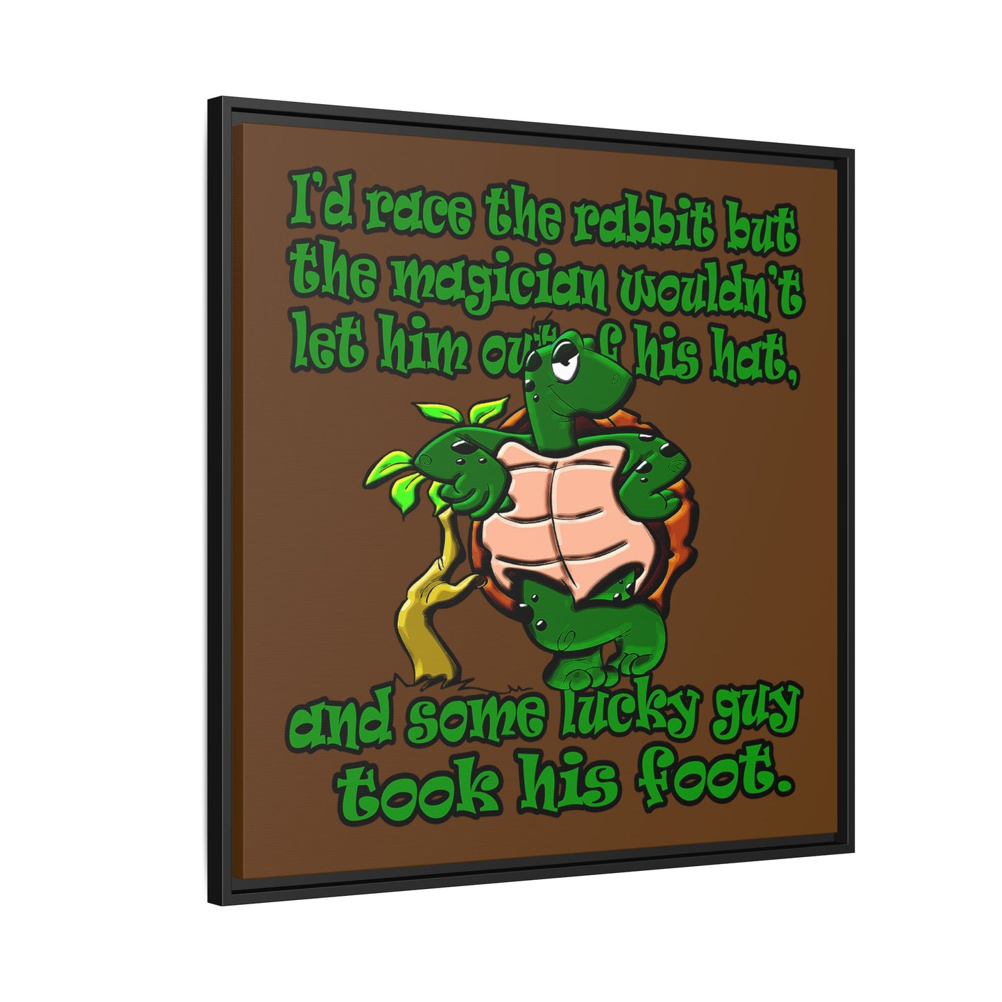 turtle race - framed canvas art (brown)
