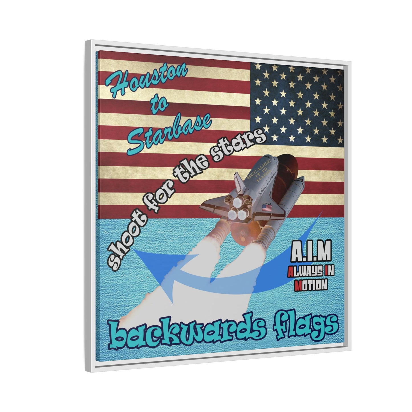 shoot for the stars - framed canvas art (faded blue)