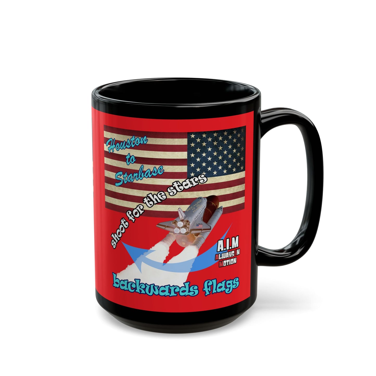 shoot for the stars - Black Mug (red)