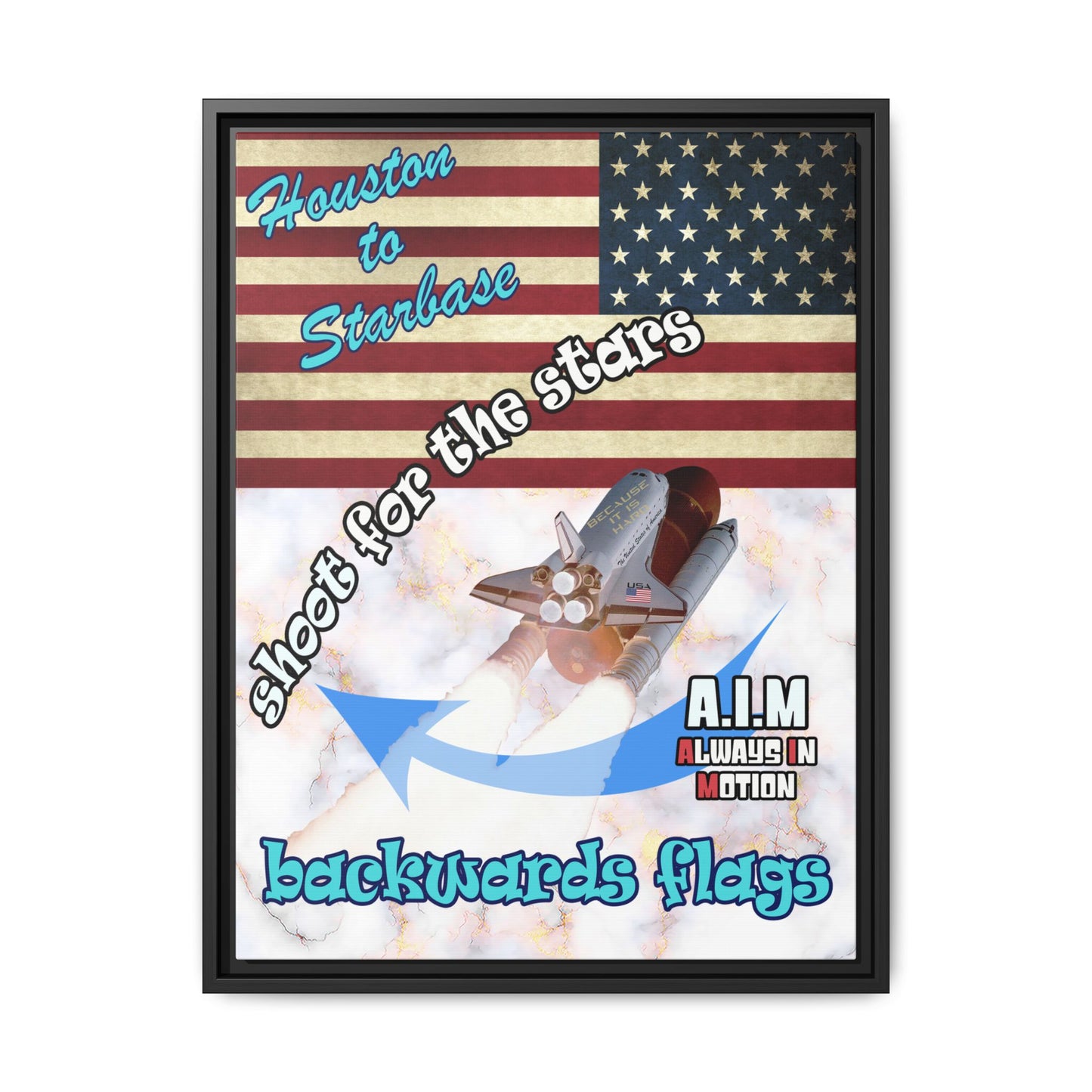 shoot for the stars - framed canvas art (white marble)