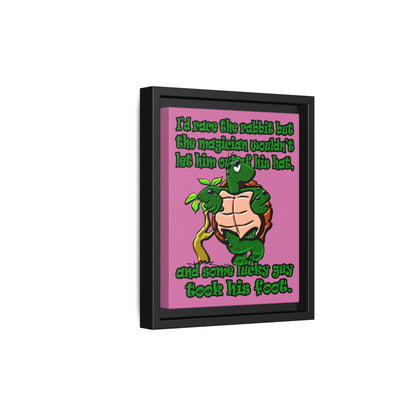 turtle race - framed canvas art (light pink)