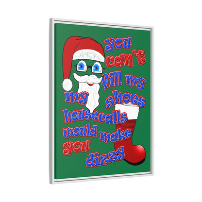 santa's shoes - framed canvas art (dark green)