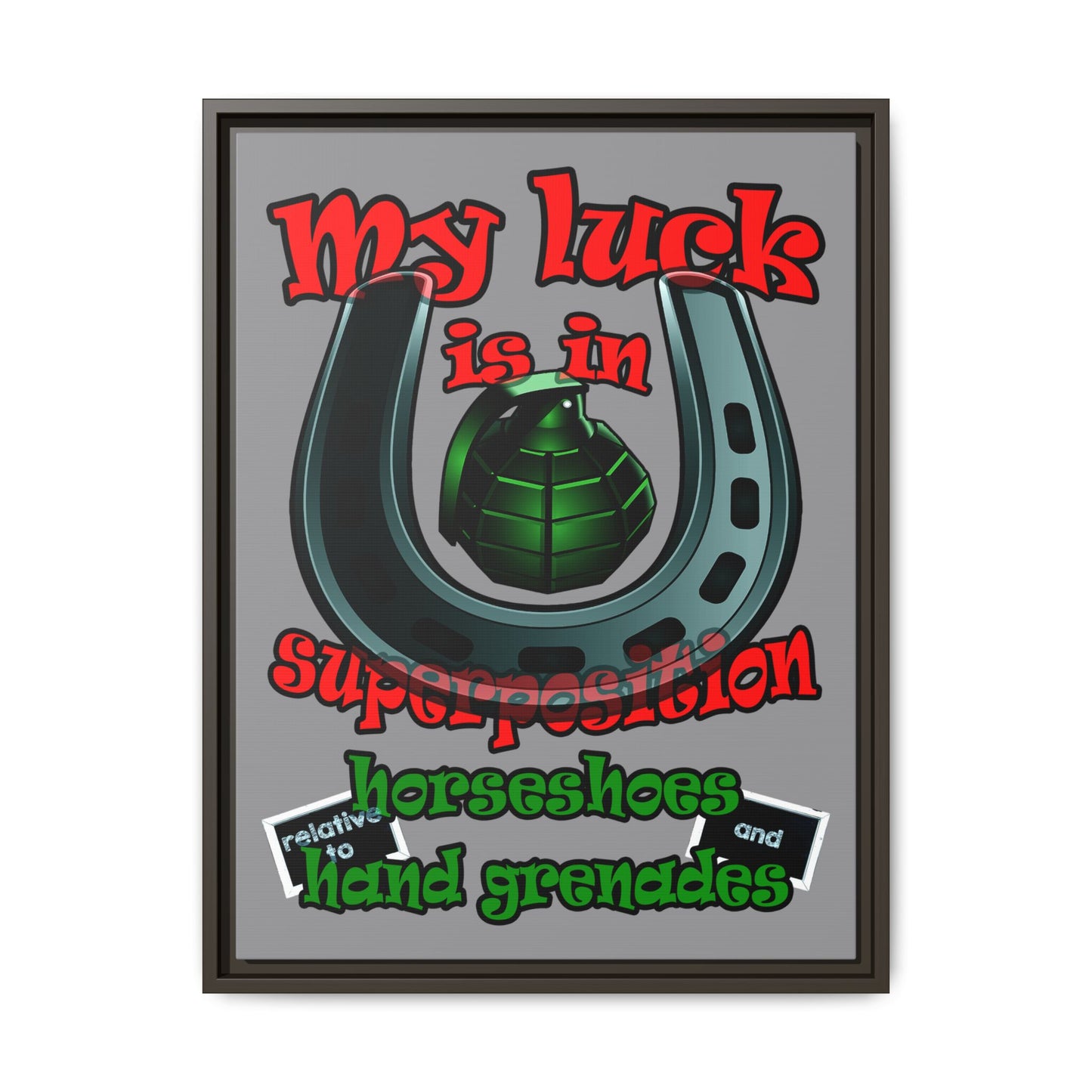 my luck - framed canvas art (grey)