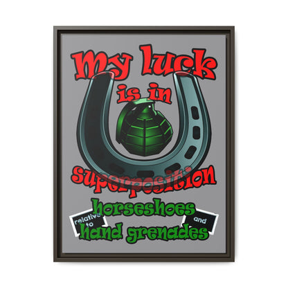 my luck - framed canvas art (grey)