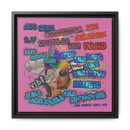 drop the beat - framed canvas art (light pink)