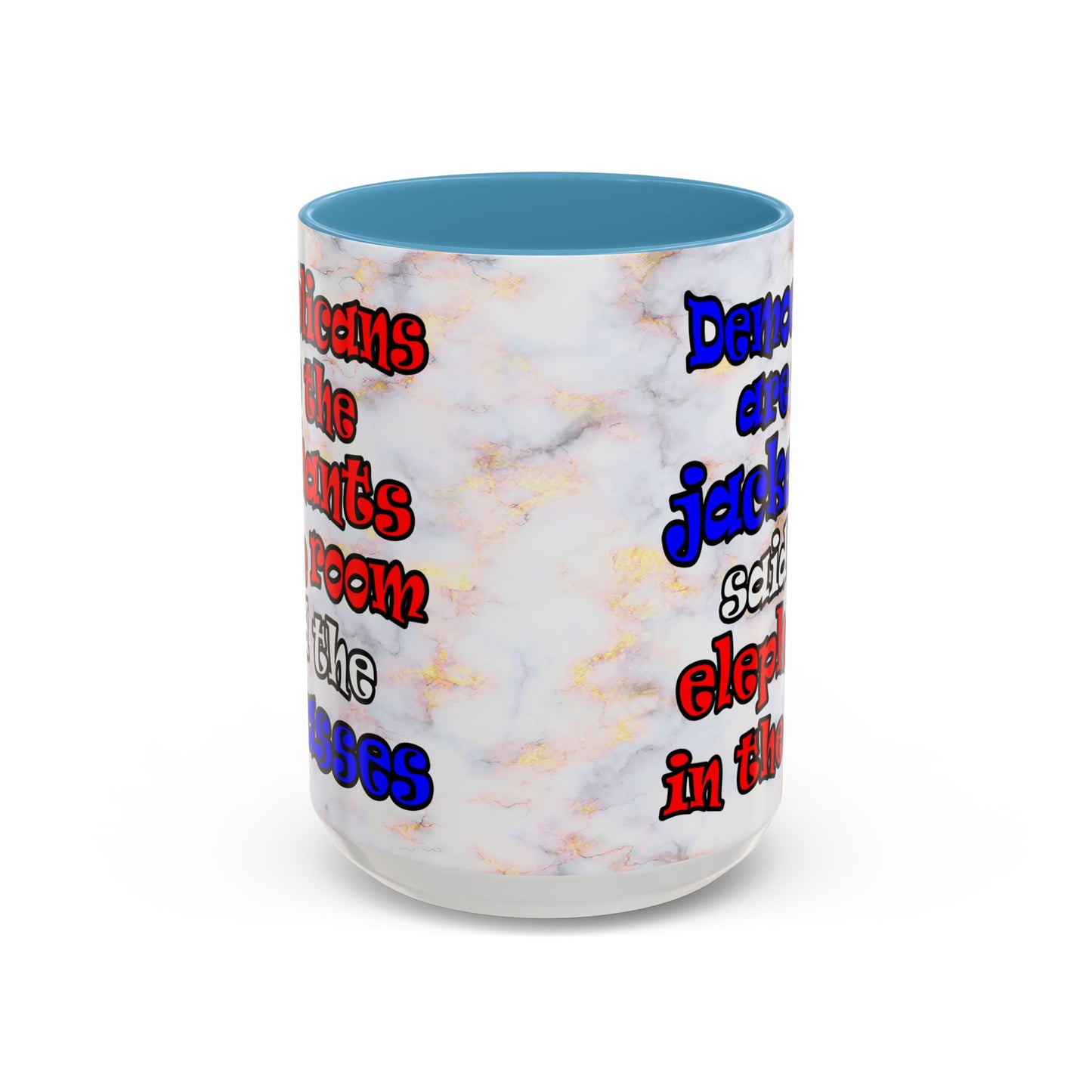donkeys and elephants - Accent Mug (white marble)