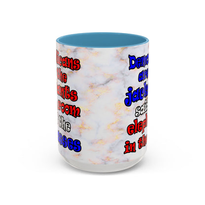 donkeys and elephants - Accent Mug (white marble)