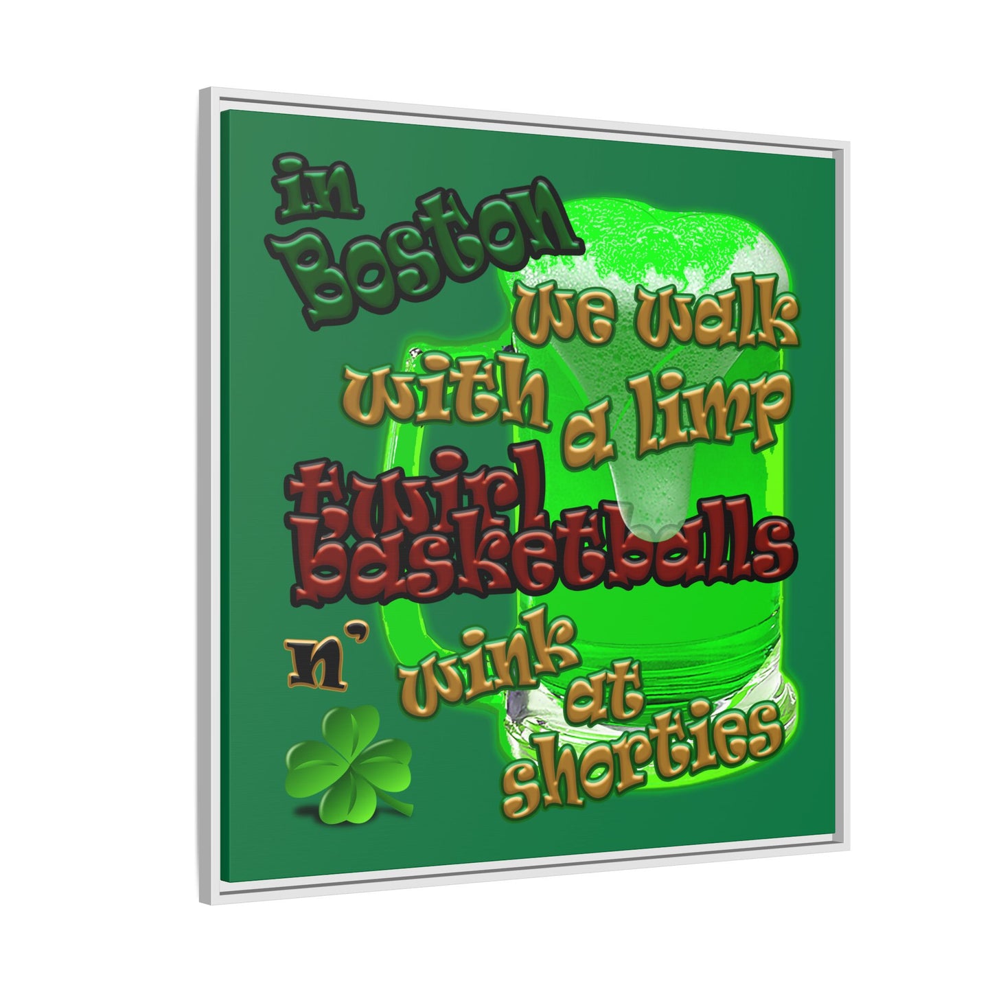celtics logo - framed canvas art (dark green)
