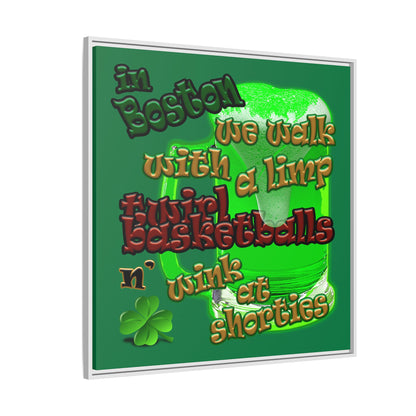 celtics logo - framed canvas art (dark green)
