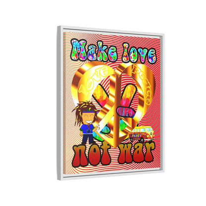 love peace - framed canvas art (yellow-orange wave)