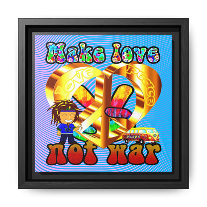 love peace - framed canvas art (light blue-purple wave)
