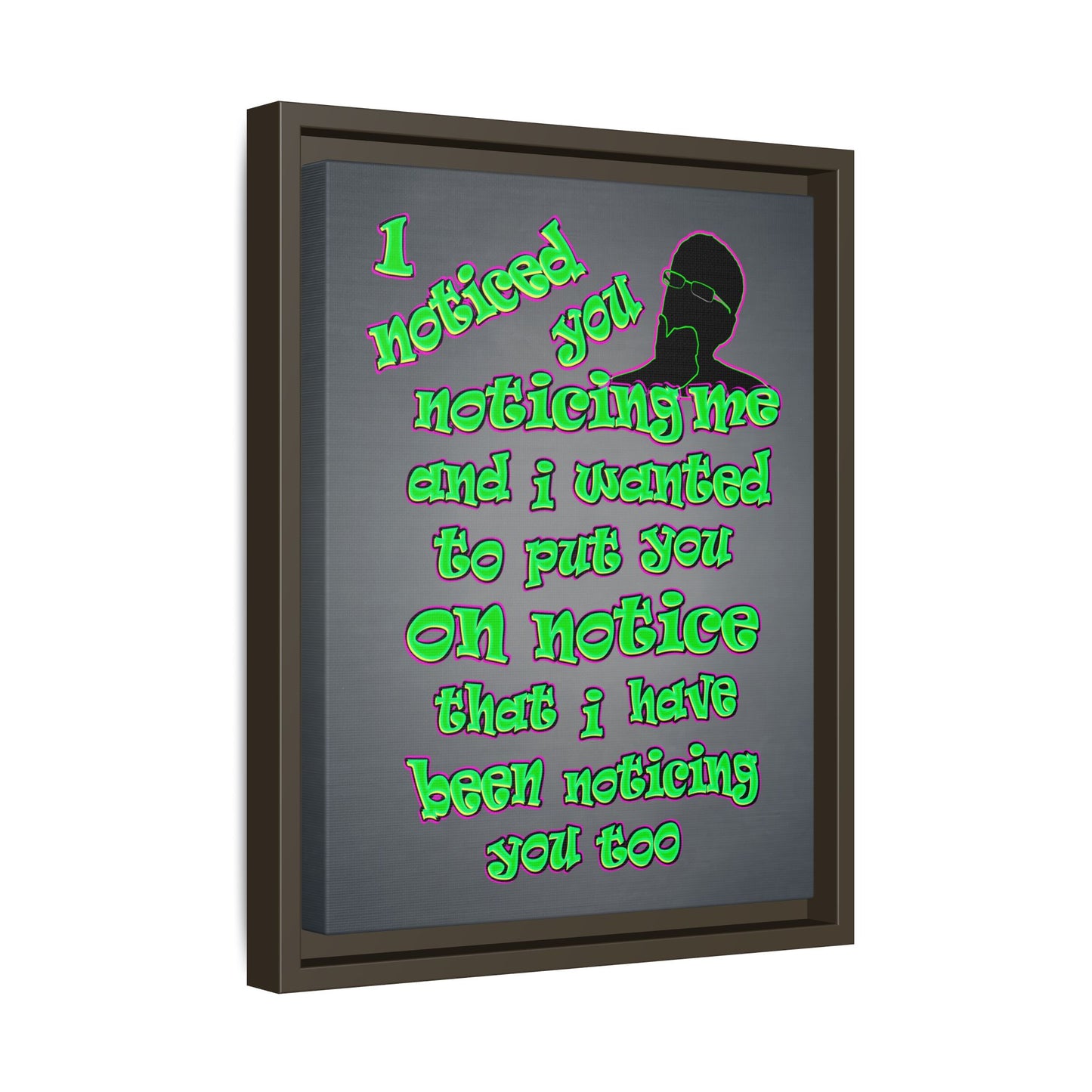 noticed you noticing - framed canvas art (grey-light grey)
