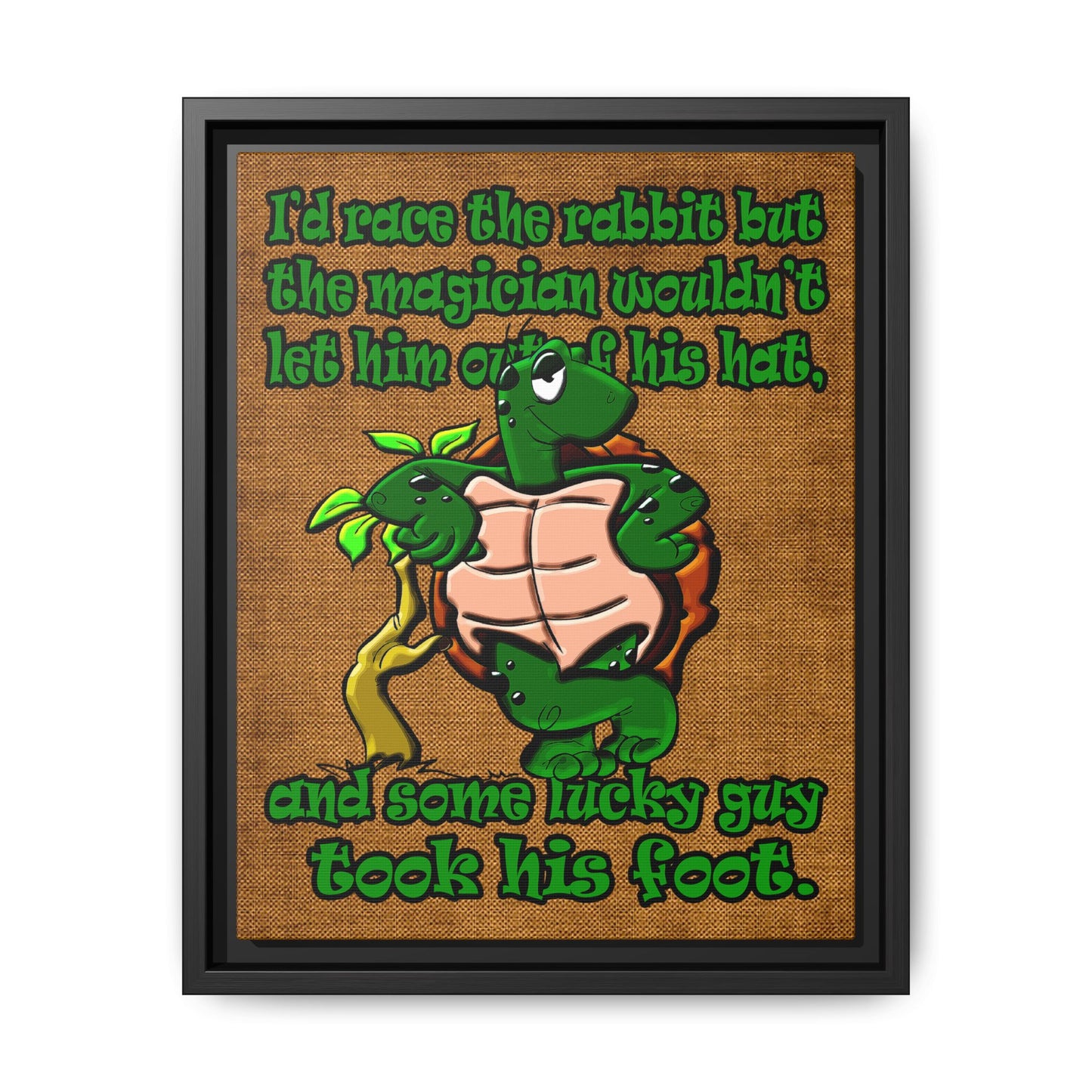 turtle race - framed canvas art (brown papyrus)