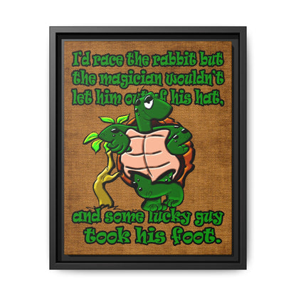 turtle race - framed canvas art (brown papyrus)