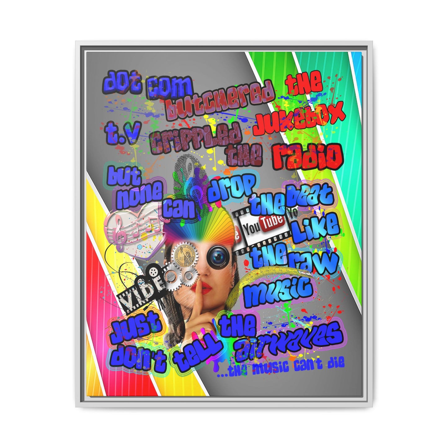 drop the beat - framed canvas art (rainbow split)