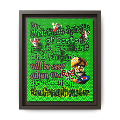 christmas spirits of boston - framed canvas art (logo green)