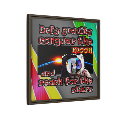 defy conquer reach - framed canvas art (rainbow split)