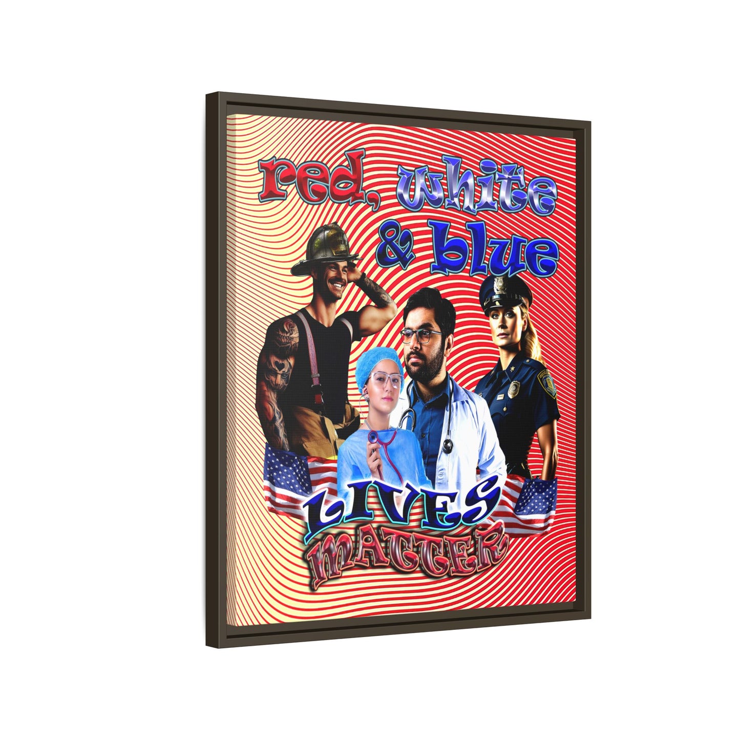 rw&b lives matter - framed canvas art (yellow-orange wave)