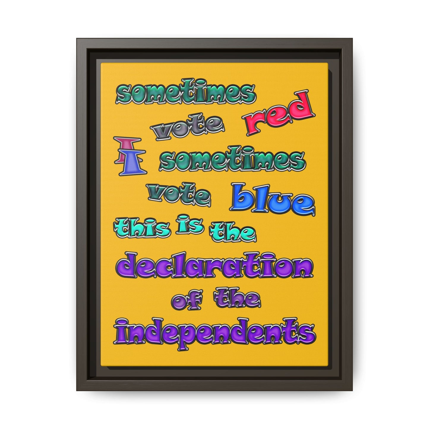 declaration of the independents - framed canvas art (yellow)