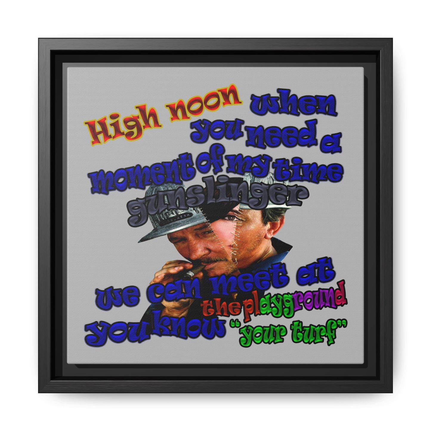 high noon - framed canvas art (light grey)