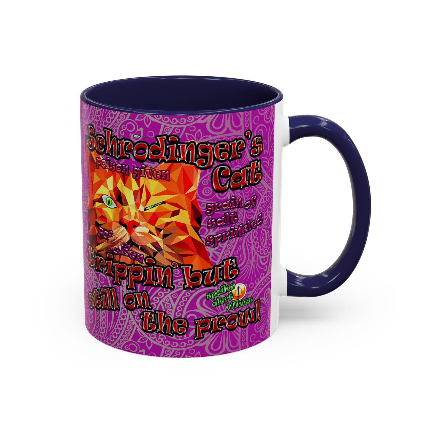 schrodinger's cat - Accent Mug (pink swirl)
