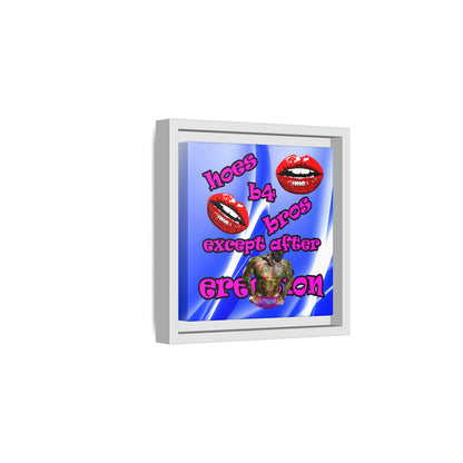 hoes b4 bros - framed canvas art (blue-white wave)