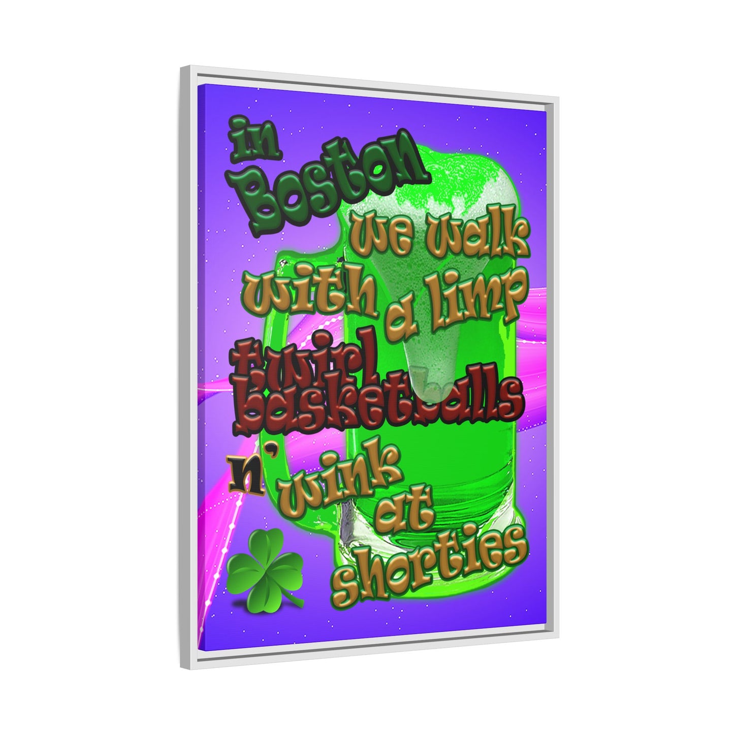 celtics logo - framed canvas art (purple-pink wave)