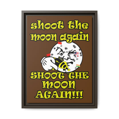 shoot the moon again - framed canvas art (brown)