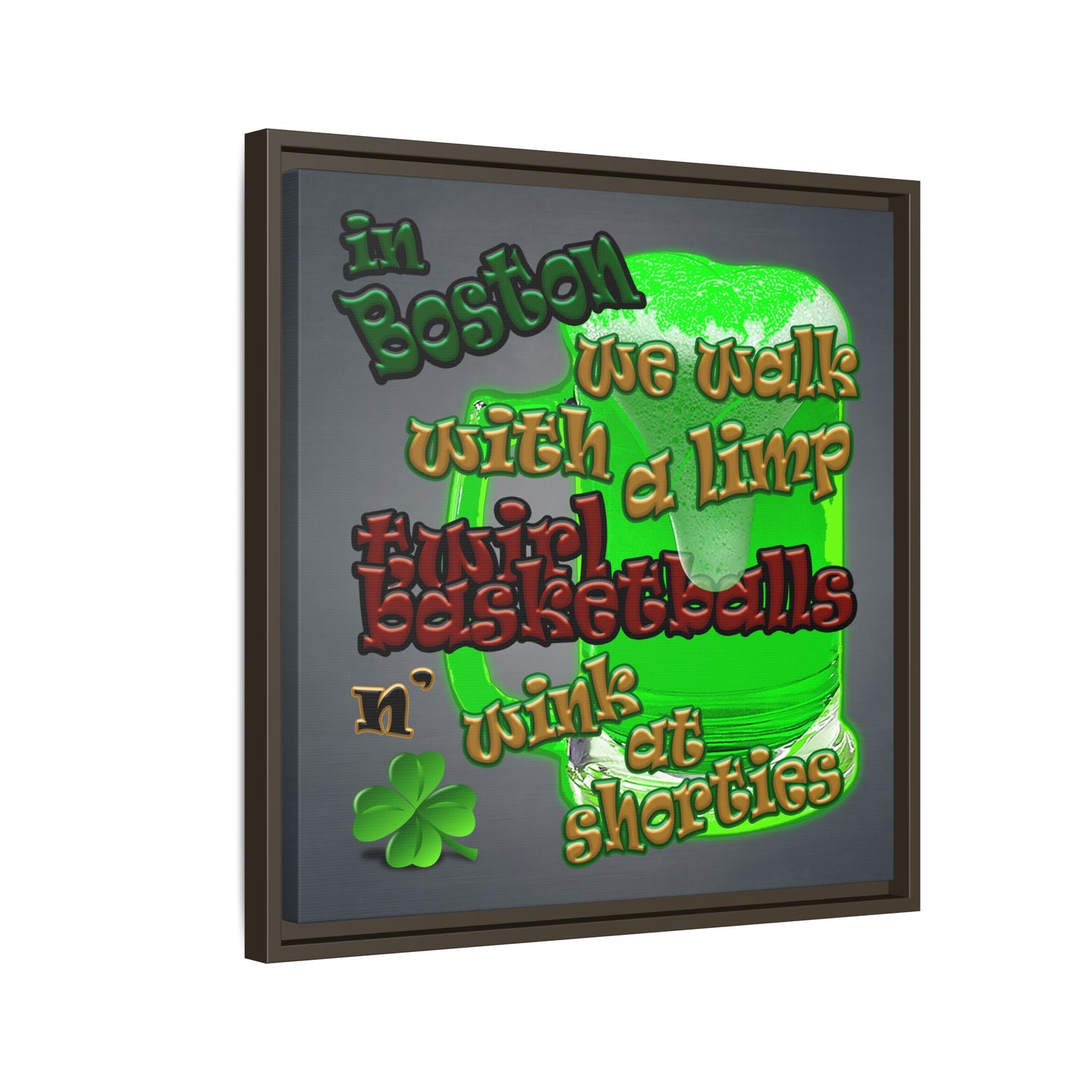 celtics logo - framed canvas art (grey-light grey)