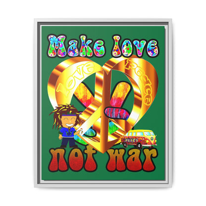 love peace - framed canvas art (dark green)