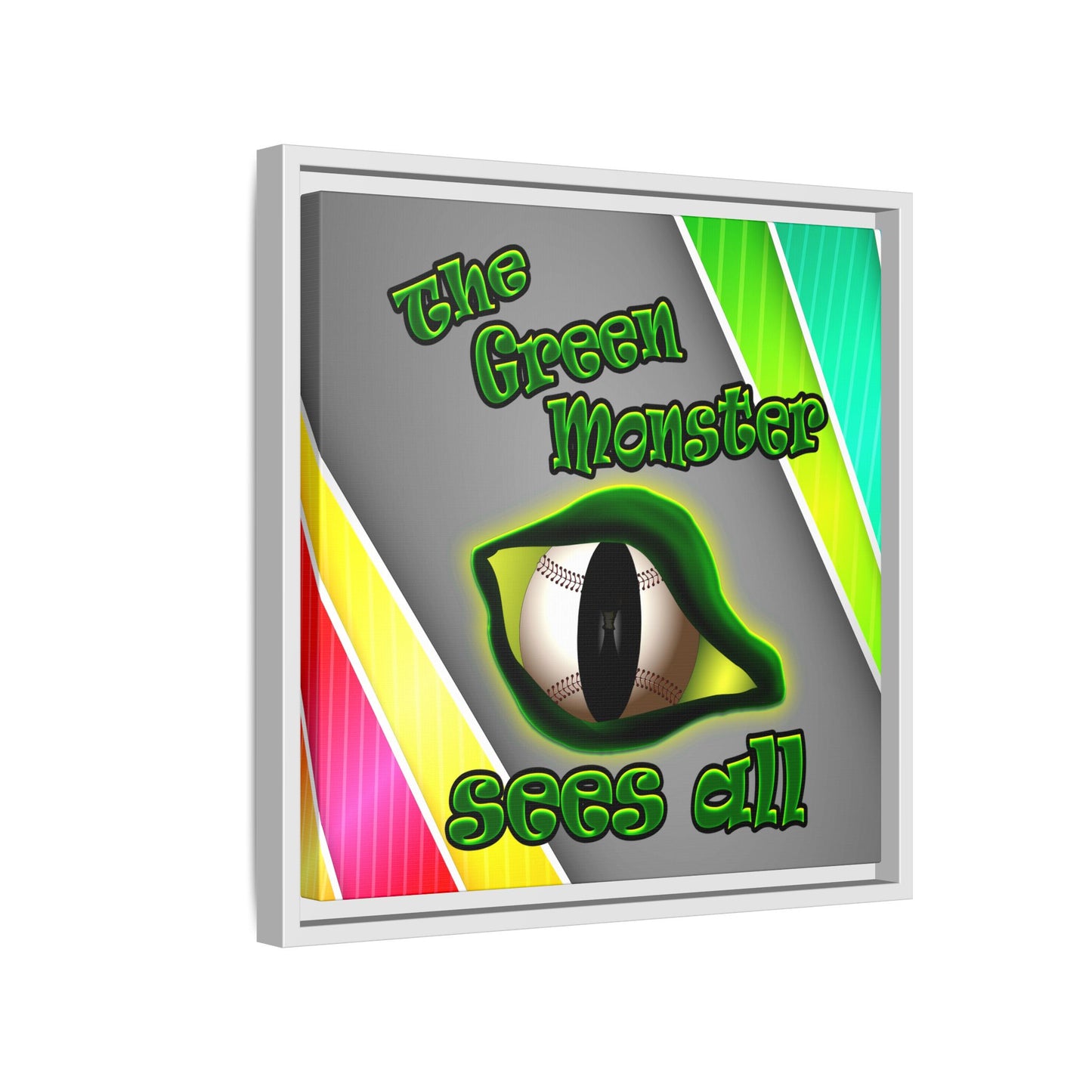 green monster - framed canvas art (rainbow split)