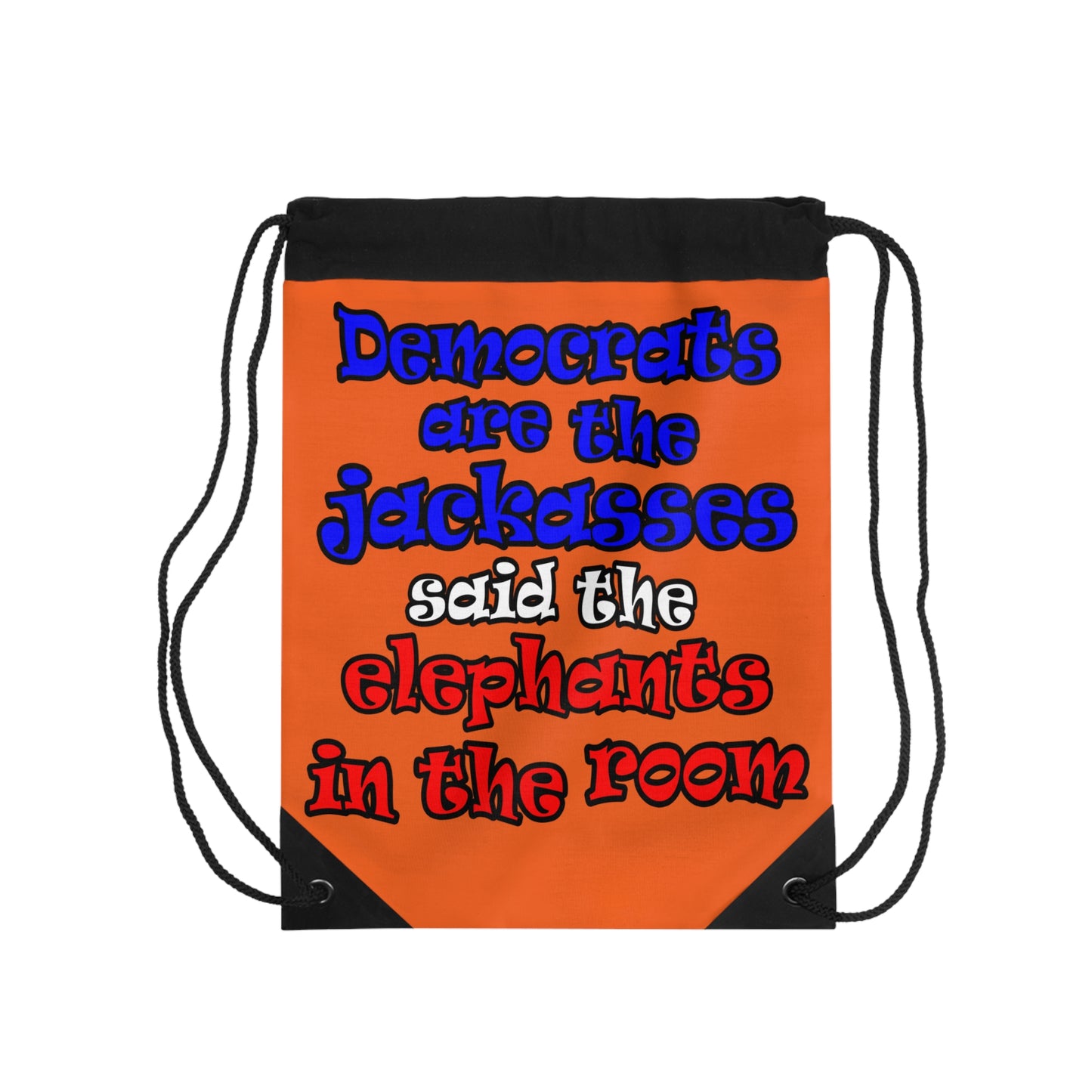 donkeys and elephants - Drawstring Bag (orange)