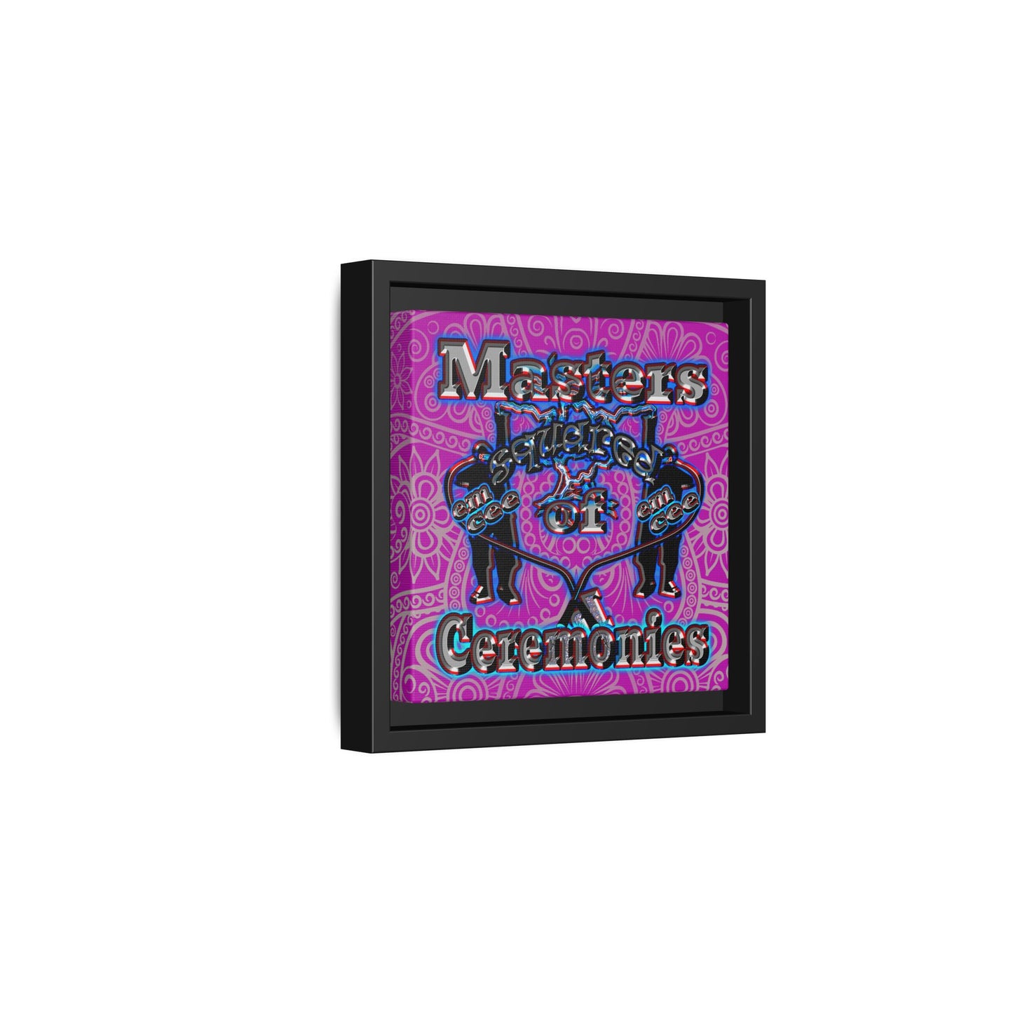 em cee squared - framed canvas art (pink swirl)