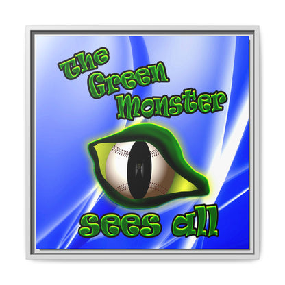green monster - framed canvas art (blue-white wave)