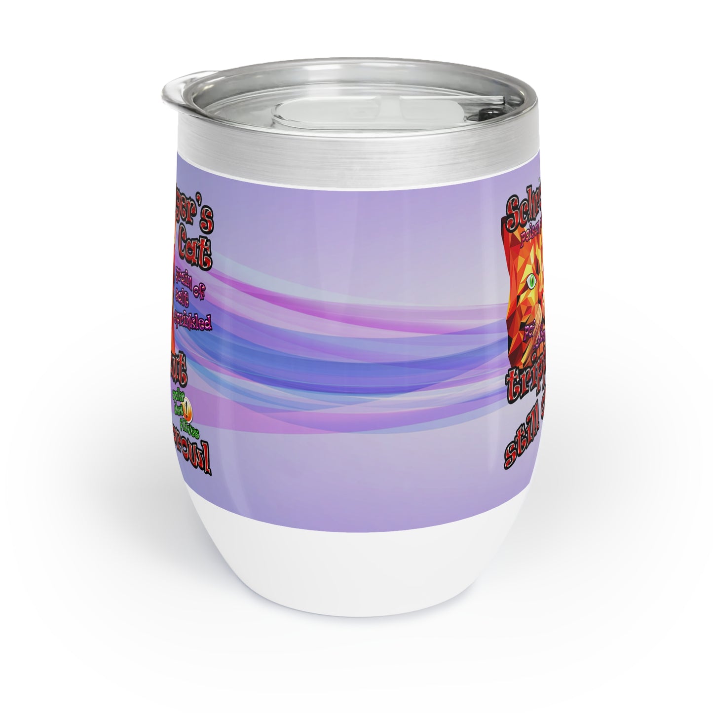schrodinger's cat - Chill Wine Tumbler (light blue-pink wave)