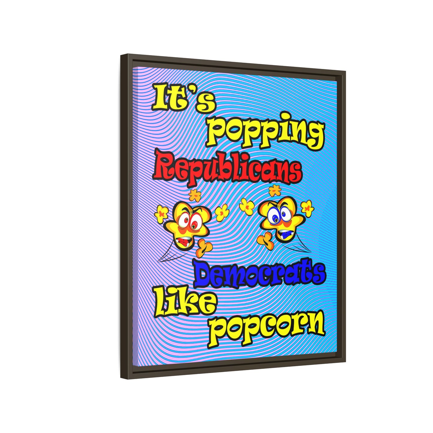 popping like popcorn - framed canvas art (light blue-purple wave)