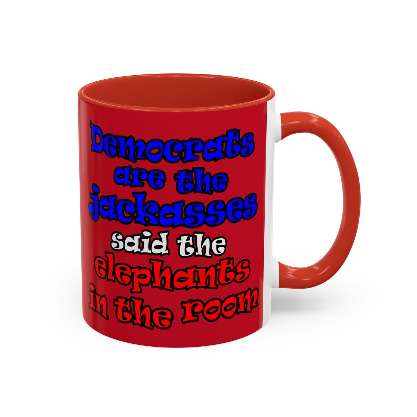 donkeys and elephants - Accent Mug (dark red)