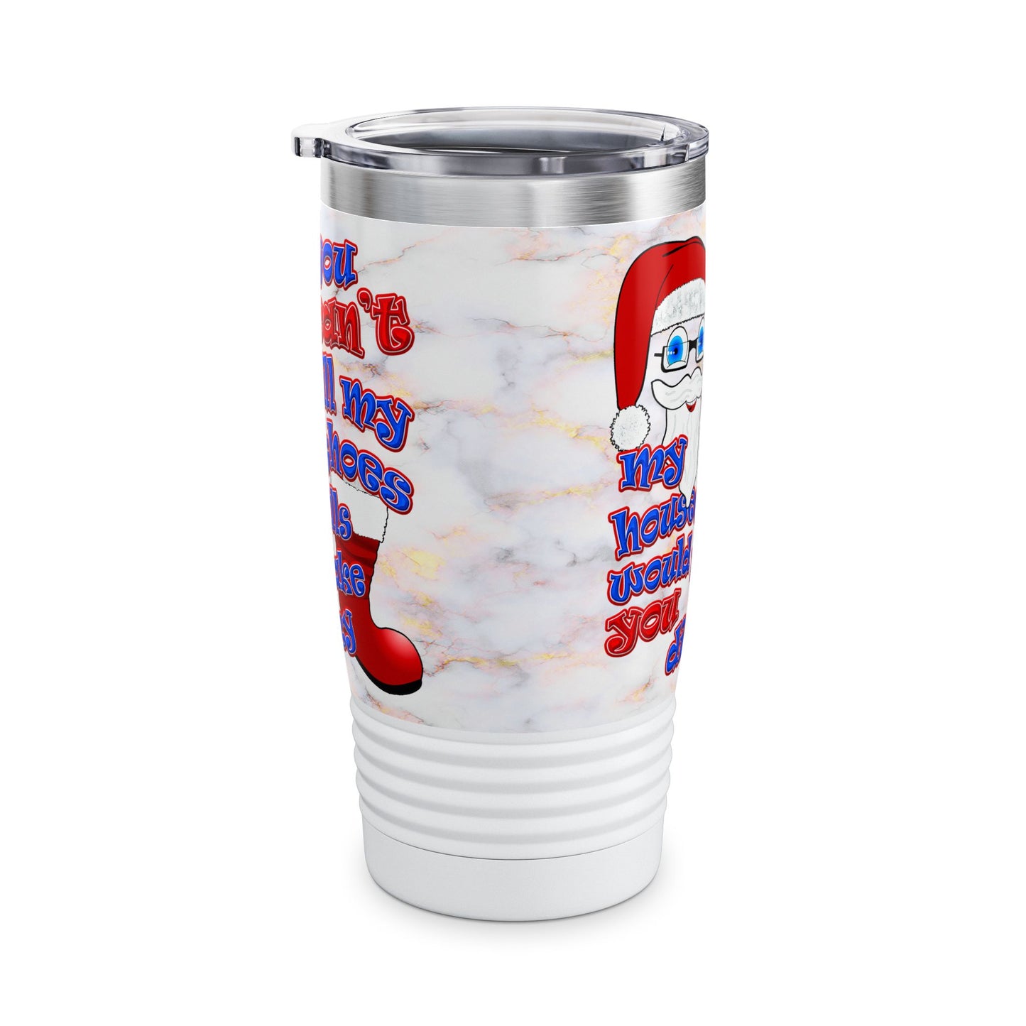 santa's shoes - Ringneck Tumbler, 20oz (white marble)