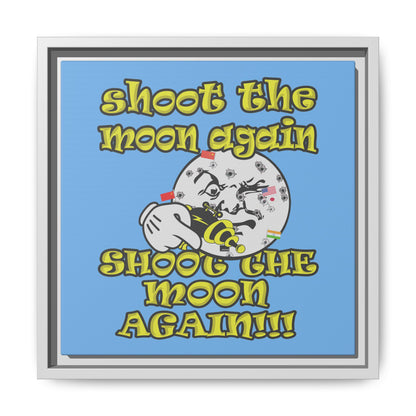 shoot the moon again - framed canvas art (light blue)